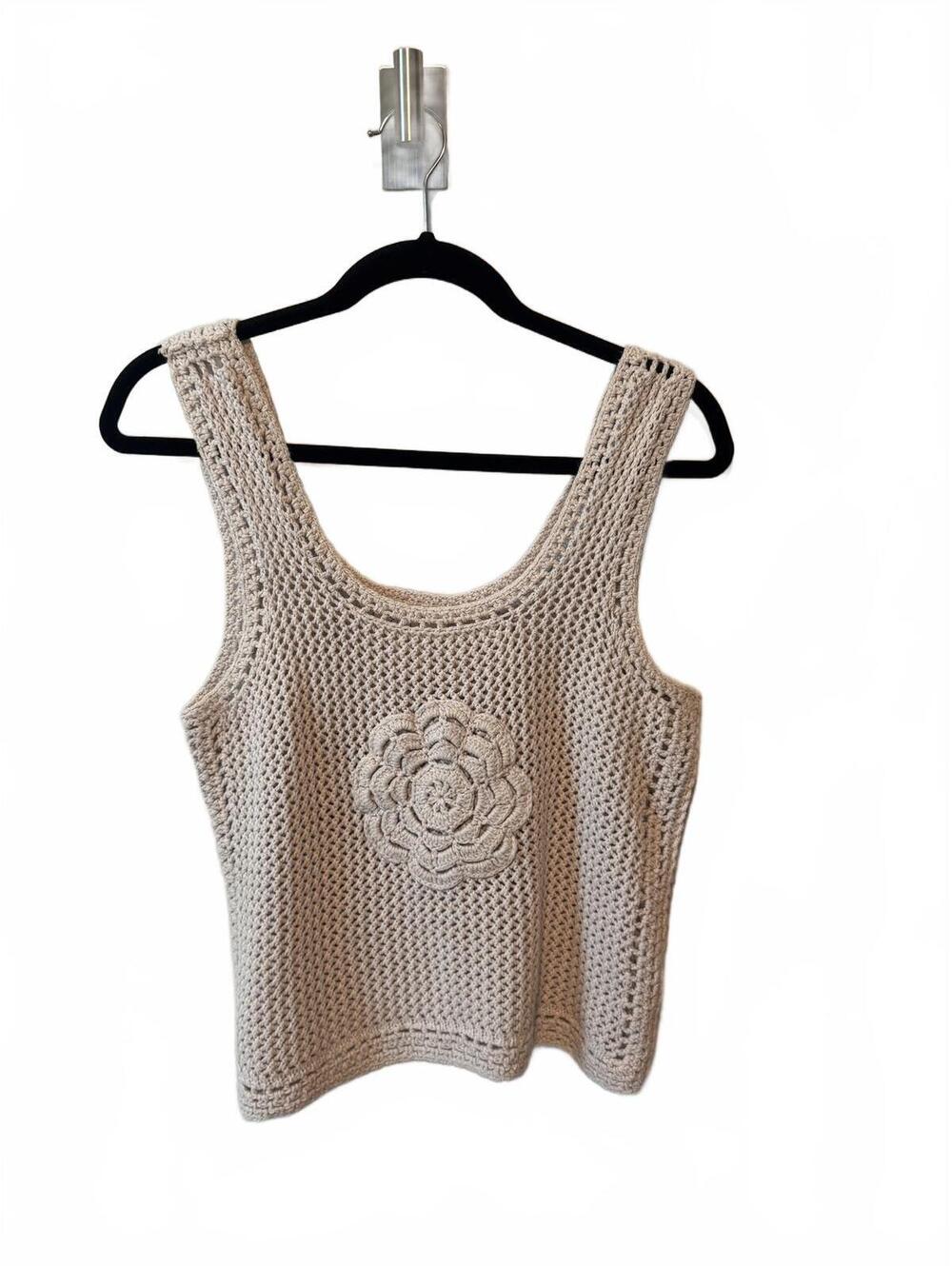 Jessica Simpson | Cream Crochet Flower Boho Tank Top - Size L